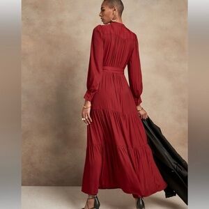 Banana Republic Long Sleeve Burgundy Maxi Dress TALL Medium New Without Tags